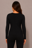 Womens Button Up Ribbed Long Sleeve Top