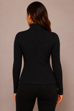 Women's Roll Neck Ribbed Long Sleeve Top
