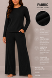 Womens Ribbed Top & Bottoms Raw Edge Pyjama Set
