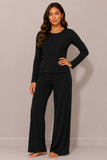 Womens Ribbed Top & Bottoms Raw Edge Pyjama Set