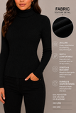 Women's Roll Neck Ribbed Long Sleeve Top