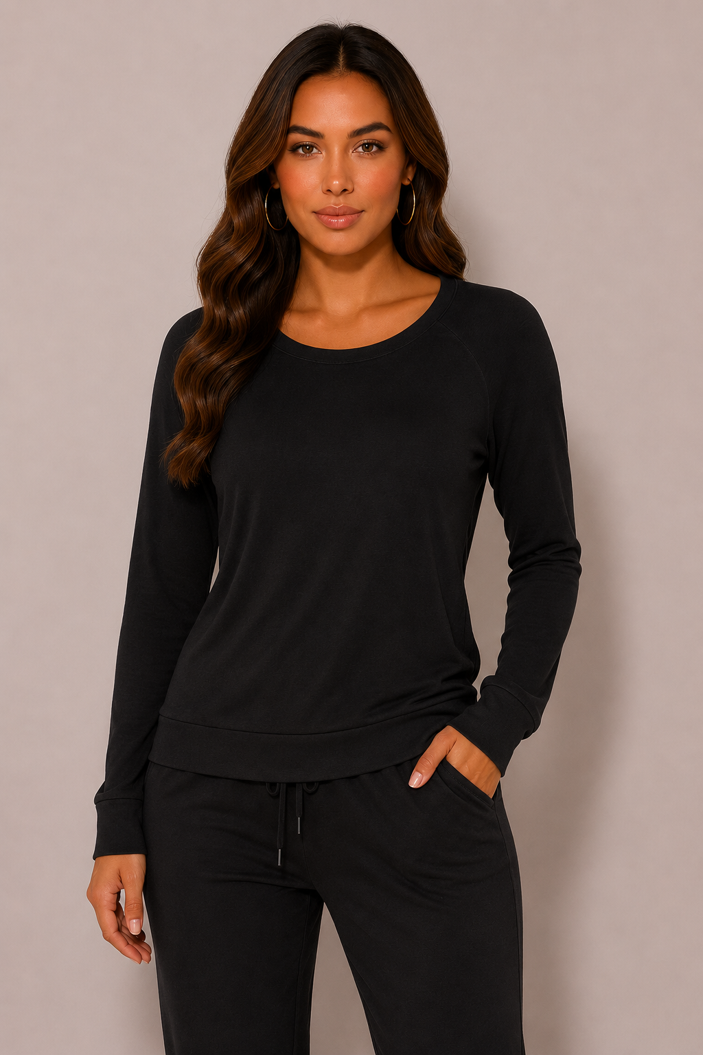 Women's Crew Neck Raglan Sleeve Pyjama Top
