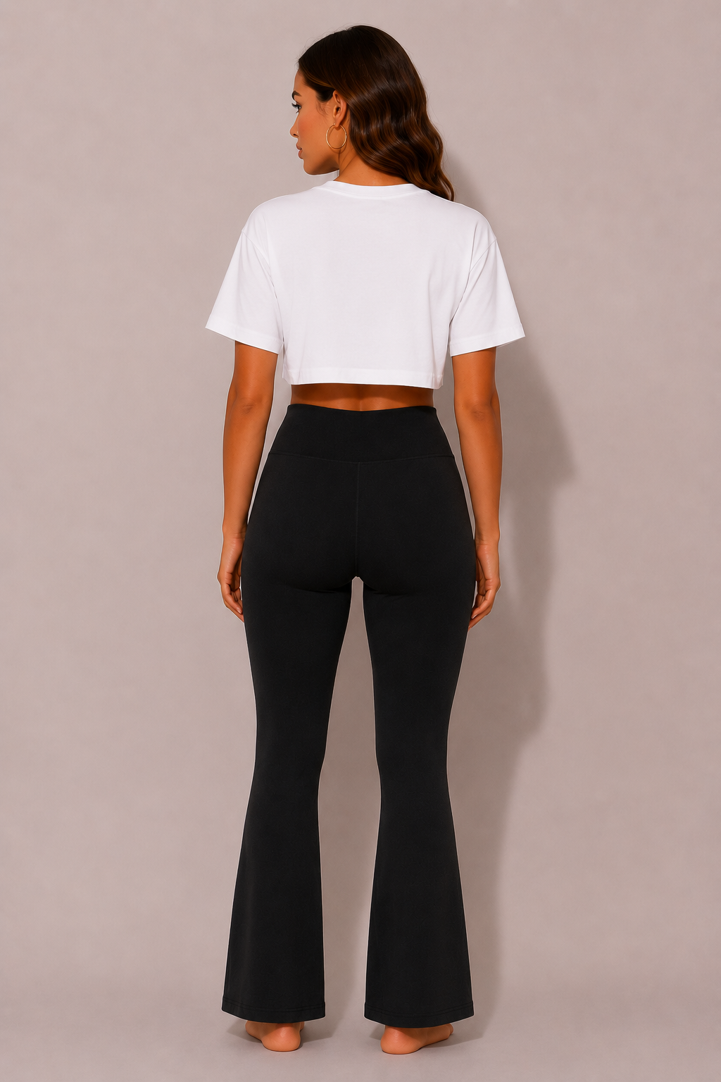Women's High Waist Stretch Cotton Kick Flare Leggings