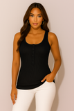 Women's Vest Button Up Ribbed Top
