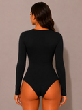 Women's Seemless R-Neck Long Sleeve Bodysuit