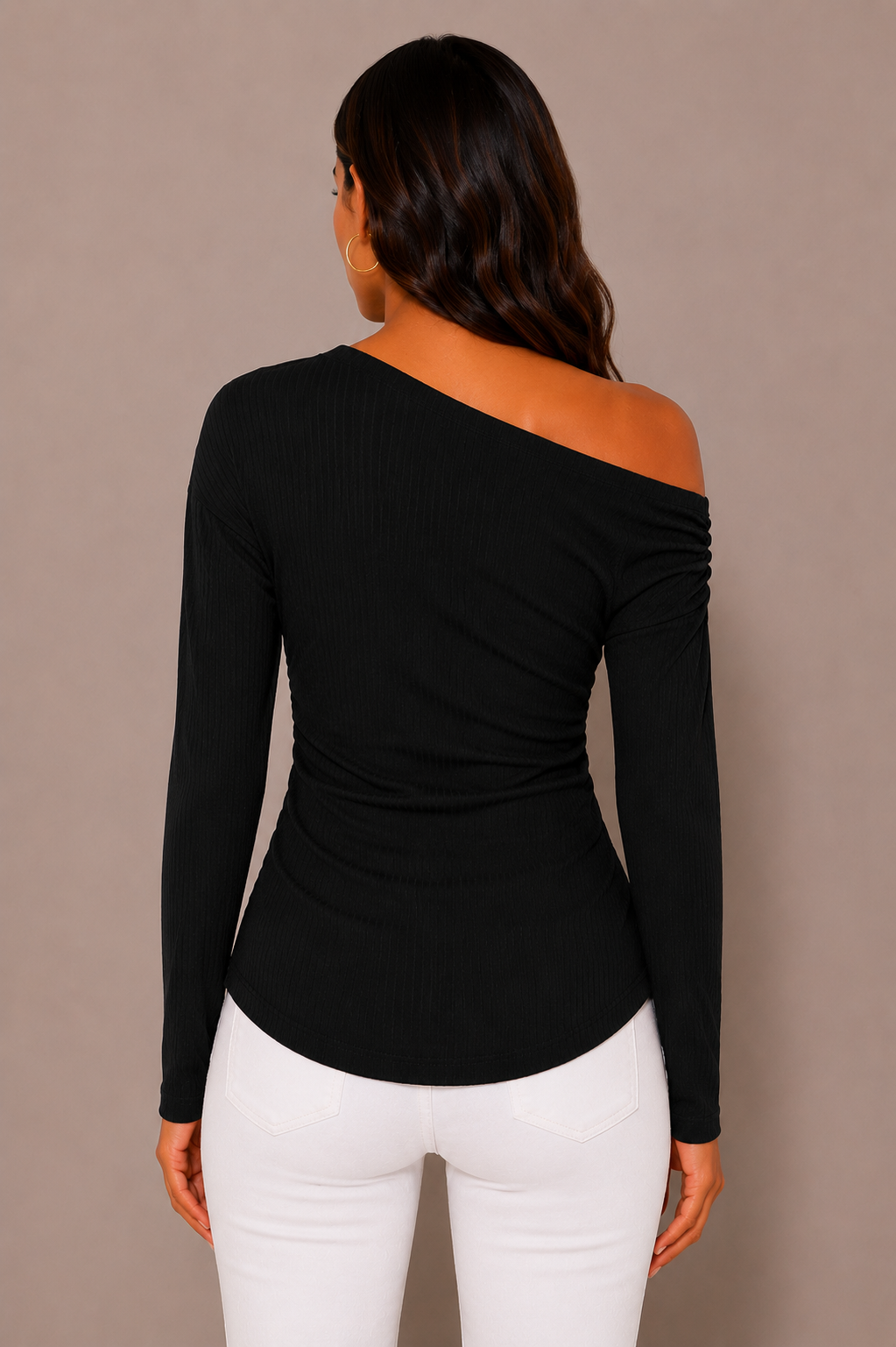 Women's Ruched Asymmetrical Drop Shoulder Top
