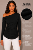 Women's Ruched Asymmetrical Drop Shoulder Top