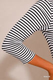 Women's Slash Neck 3/4 Sleeve Jersey Pin Stripes Top