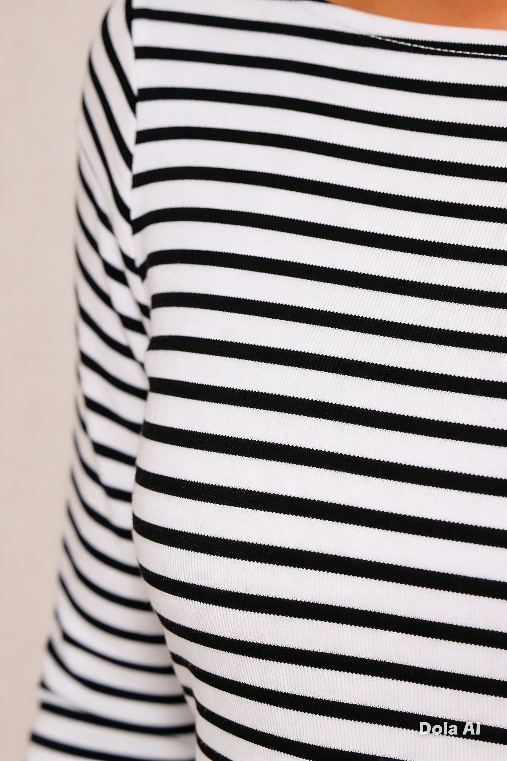 Women's Slash Neck 3/4 Sleeve Jersey Pin Stripes Top