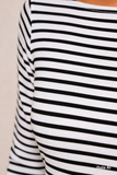 Women's Slash Neck 3/4 Sleeve Jersey Pin Stripes Top