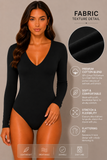 Women's Seemless V-Neck Long Sleeve Bodysuit