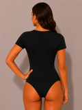 Women's Seemless V-Neck Short Sleeve Bodysuit